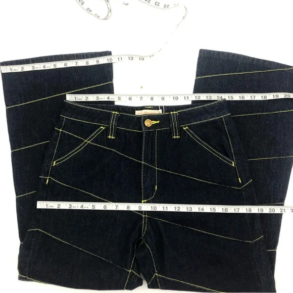 NWT Tory Burch Asymmetric Stitch Flare Cropped Jeans 28 - Picture 11 of 15